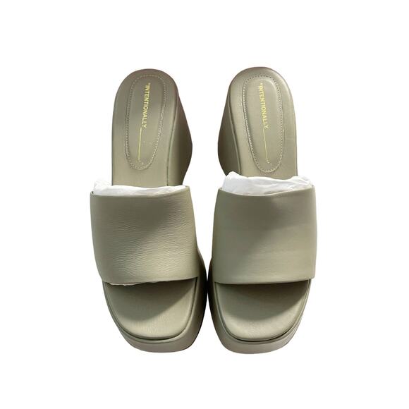 Anthropologie Intentionally Blank Platform Wedge Sandals 10 Green NEW - Picture 2 of 9